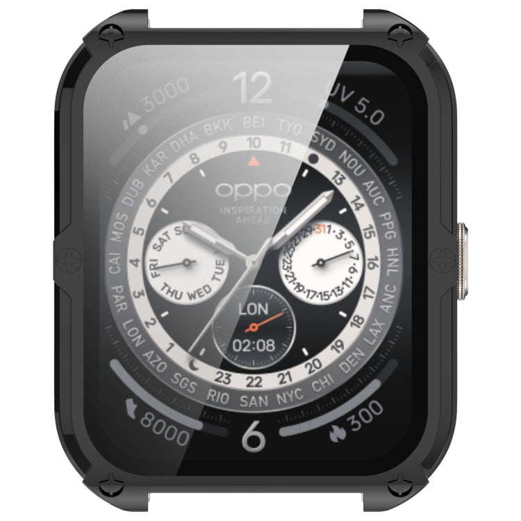 For OPPO Watch 4 Pro PC + Tempered Film Integrated Watch Protective Case(Black) by bashfashion