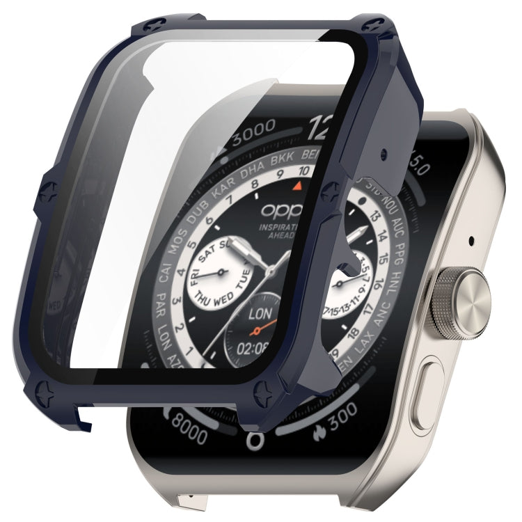 For OPPO Watch 4 Pro PC + Tempered Film Integrated Watch Protective Case(Ink Blue) by bashfashion