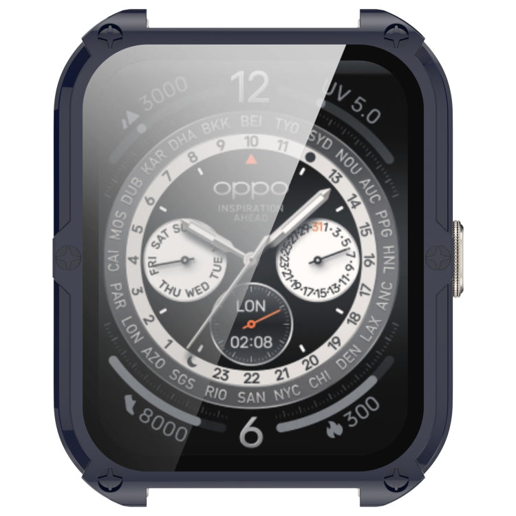 For OPPO Watch 4 Pro PC + Tempered Film Integrated Watch Protective Case(Ink Blue) by bashfashion