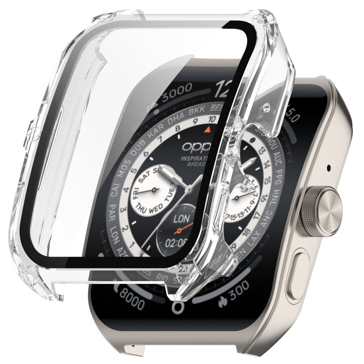 For OPPO Watch 4 Pro PC + Tempered Film Integrated Watch Protective Case(Transparent White) by bashfashion
