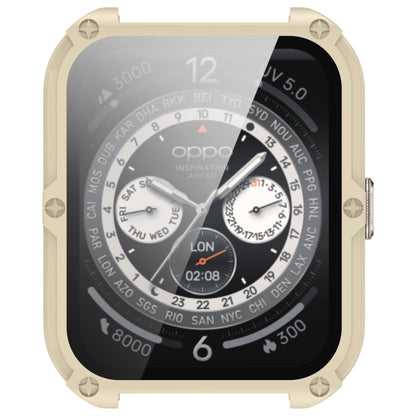 For OPPO Watch 4 Pro PC + Tempered Film Integrated Watch Protective Case(Ivory White) by bashfashion