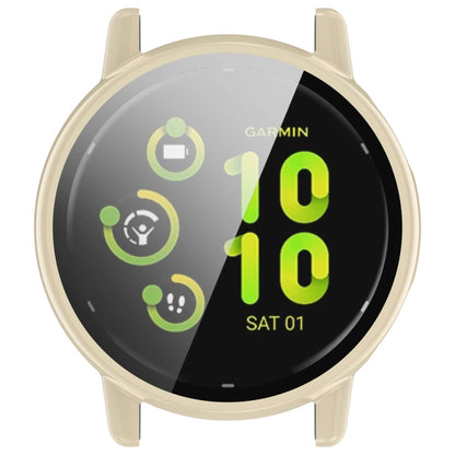 For Garmin vivoactive 5 / Active 5 PC + Tempered Film Integrated Watch Protective Case(Ivory) by bashfashion
