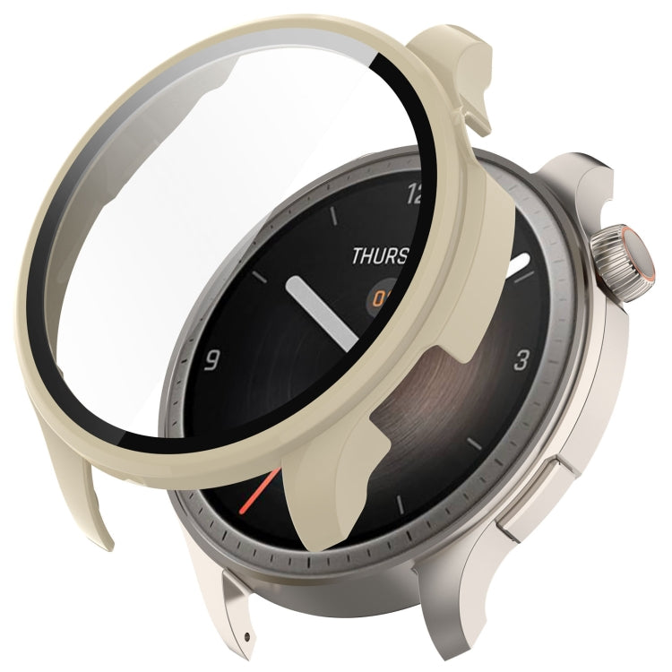 For Amazfit Balance A2286 PC + Tempered Film Integrated Watch Protective Case(Ivory White) by bashfashion