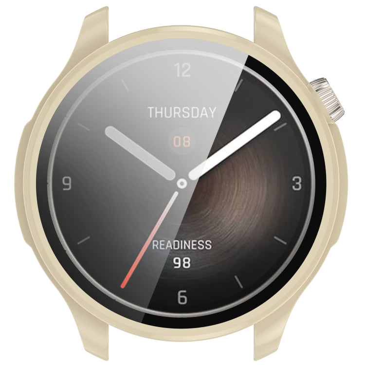 For Amazfit Balance A2286 PC + Tempered Film Integrated Watch Protective Case(Ivory White) by bashfashion