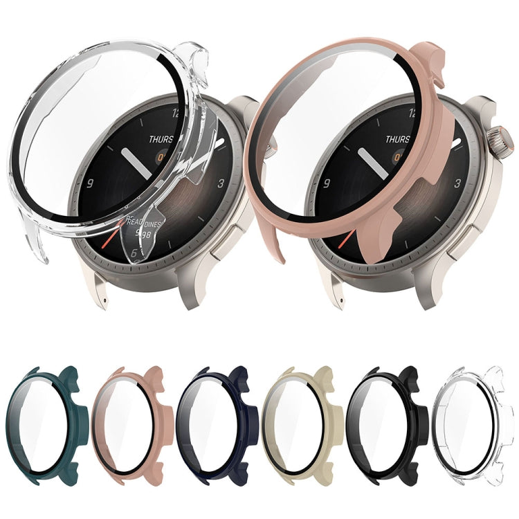 For Amazfit Balance A2286 PC + Tempered Film Integrated Watch Protective Case(Transparent White) by bashfashion