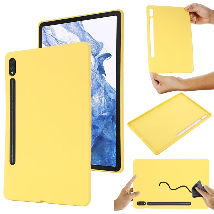 For Samsung Galaxy Tab S9 Ultra / S10 Ultra Pure Color Liquid Silicone Shockproof Tablet Case(Yellow) by bashfashion