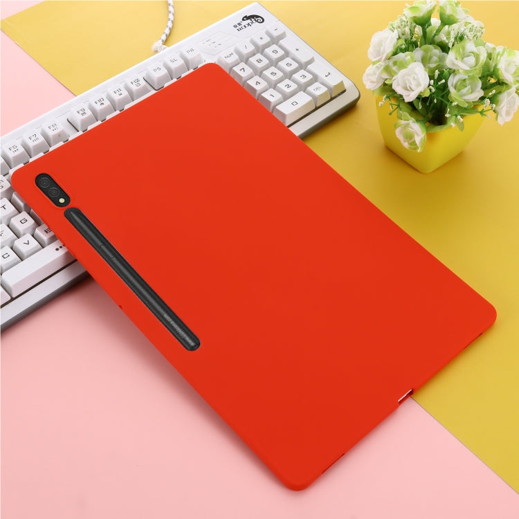 For Samsung Galaxy Tab S9 Ultra / S10 Ultra Pure Color Liquid Silicone Shockproof Tablet Case(Red) by bashfashion