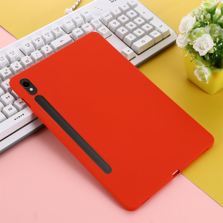 For Samsung Galaxy Tab S9 FE Pure Color Liquid Silicone Shockproof Tablet Case(Red) by bashfashion