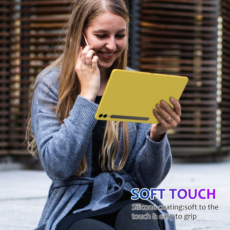 For Samsung Galaxy Tab S9+ Pure Color Liquid Silicone Shockproof Tablet Case(Yellow) by bashfashion