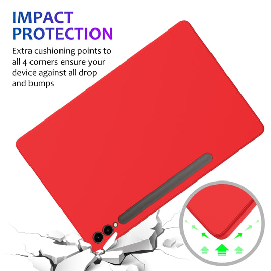 For Samsung Galaxy Tab S9+ Pure Color Liquid Silicone Shockproof Tablet Case(Red) by bashfashion