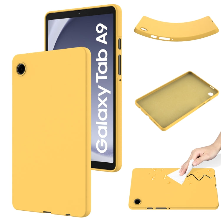 For Samsung Galaxy Tab A9 Pure Color Liquid Silicone Shockproof Tablet Case(Yellow) by bashfashion