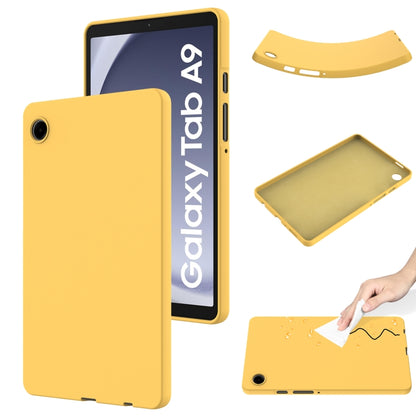 For Samsung Galaxy Tab A9 Pure Color Liquid Silicone Shockproof Tablet Case(Yellow) by bashfashion