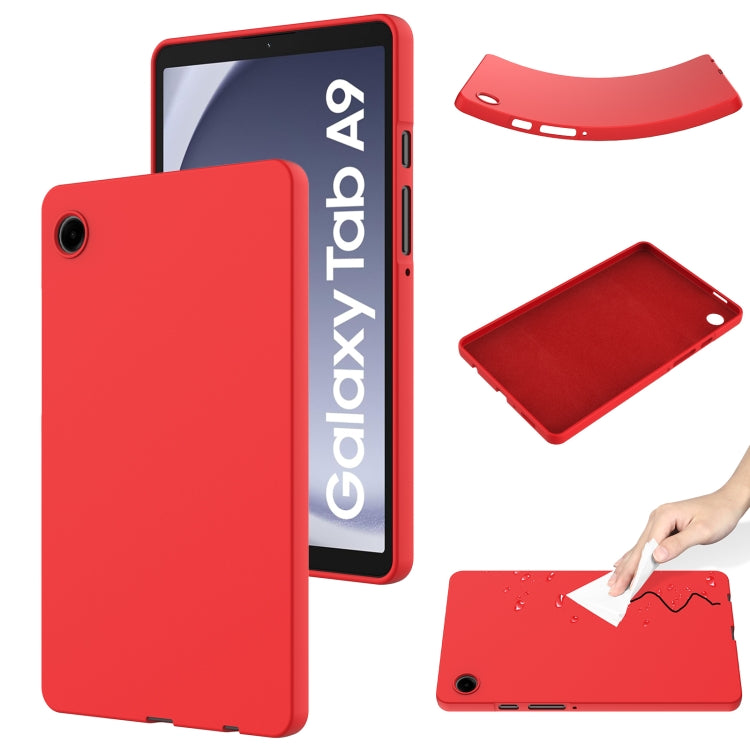 For Samsung Galaxy Tab A9 Pure Color Liquid Silicone Shockproof Tablet Case(Red) by bashfashion