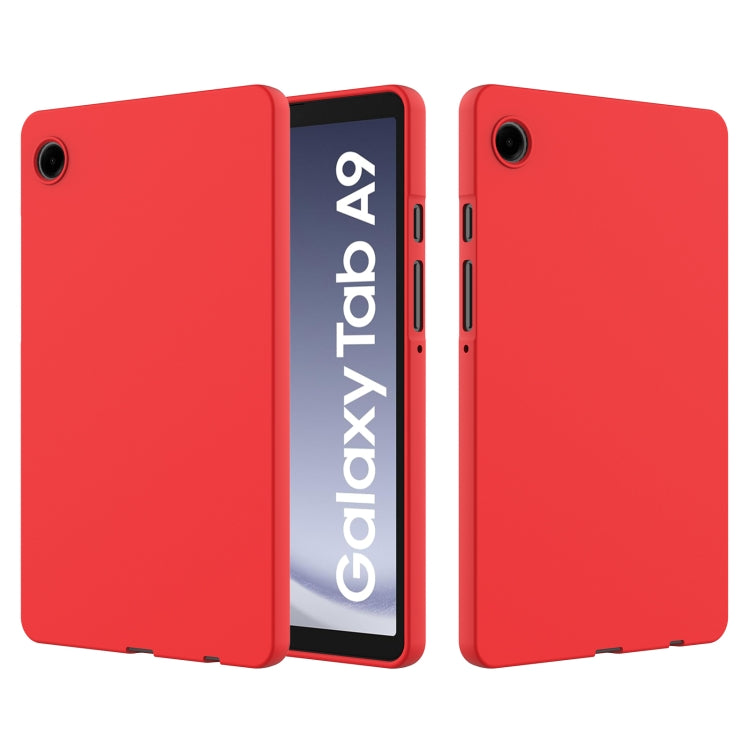 For Samsung Galaxy Tab A9 Pure Color Liquid Silicone Shockproof Tablet Case(Red) by bashfashion