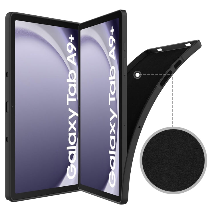 For Samsung Galaxy Tab A9+ Pure Color Liquid Silicone Shockproof Tablet Case(Black) by bashfashion