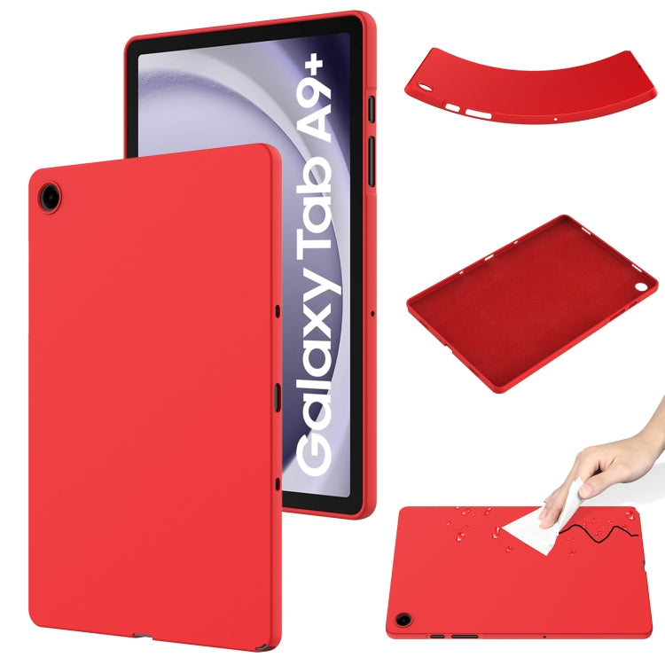 For Samsung Galaxy Tab A9+ Pure Color Liquid Silicone Shockproof Tablet Case(Red) by bashfashion