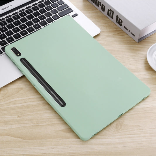 For Samsung Galaxy Tab S9 FE+ / S10+ Pure Color Liquid Silicone Shockproof Tablet Case(Green) by bashfashion