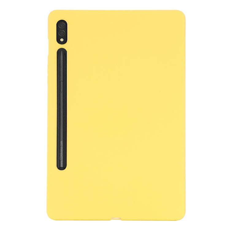 For Samsung Galaxy Tab S9 Pure Color Liquid Silicone Shockproof Tablet Case(Yellow) by bashfashion