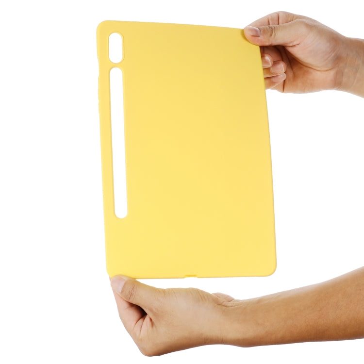For Samsung Galaxy Tab S9 Pure Color Liquid Silicone Shockproof Tablet Case(Yellow) by bashfashion