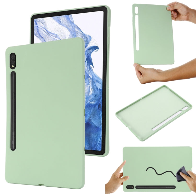 For Samsung Galaxy Tab S9 Pure Color Liquid Silicone Shockproof Tablet Case(Green) by bashfashion