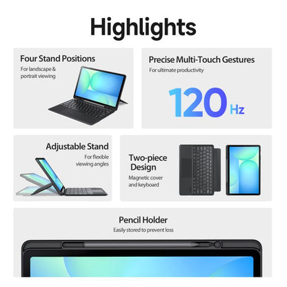 For Samsung Galaxy Tab S10 FE+ DUX DUCIS DK Floating Magnetic Keyboard Leather Tablet Case with Holder(Black) by DUX DUCIS