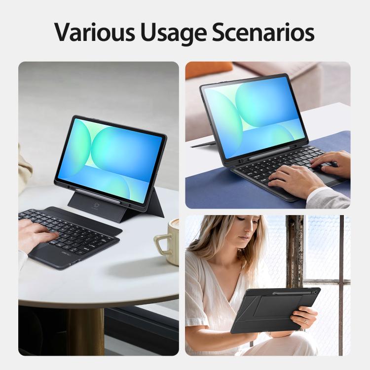 For Samsung Galaxy Tab S10 FE+ DUX DUCIS DK Floating Magnetic Keyboard Leather Tablet Case with Holder(Black) by DUX DUCIS