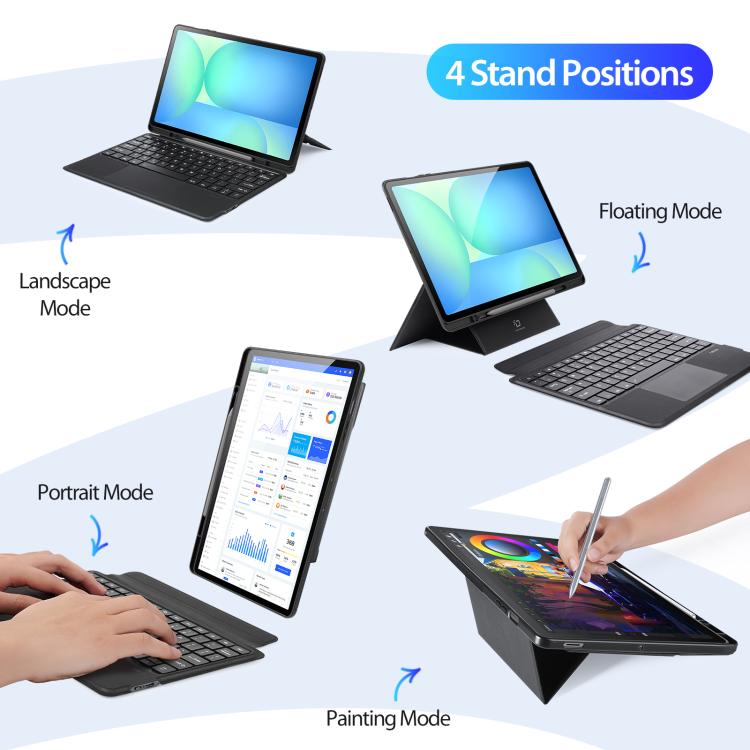 For Samsung Galaxy Tab S10 FE+ DUX DUCIS DK Floating Magnetic Keyboard Leather Tablet Case with Holder(Black) by DUX DUCIS