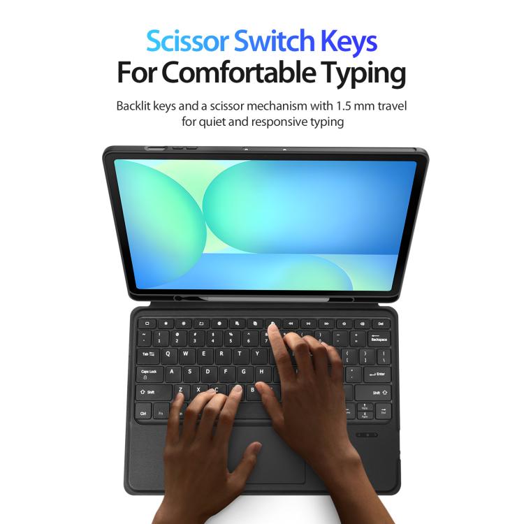 For Samsung Galaxy Tab S10 FE+ DUX DUCIS DK Floating Magnetic Keyboard Leather Tablet Case with Holder(Black) by DUX DUCIS