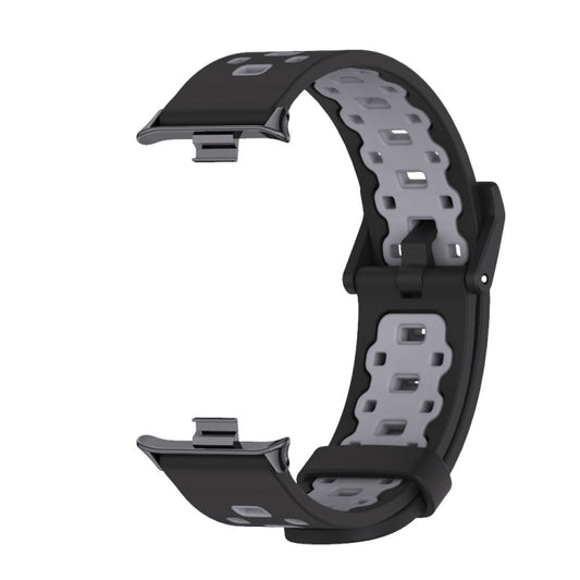 For Xiaomi Smart Band 9 Pro / 8 Pro Mijobs Square Hole Breathable Silicone Watch Band(Black Grey) by MIJOBS