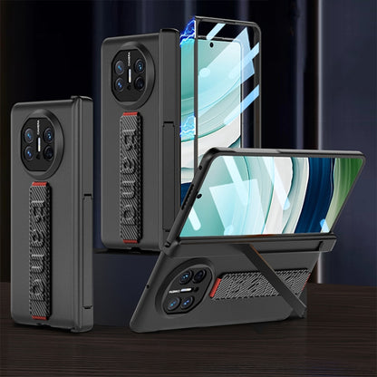 For Huawei Mate X5 GKK Wristband Integrated HD Film Magnetic Hinge Phone Case(Carbon Fiber) by GKK