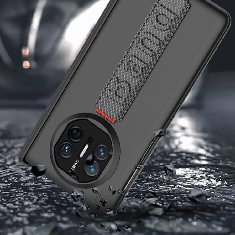 For Huawei Mate X5 GKK Wristband Integrated HD Film Magnetic Hinge Phone Case(Carbon Fiber) by GKK