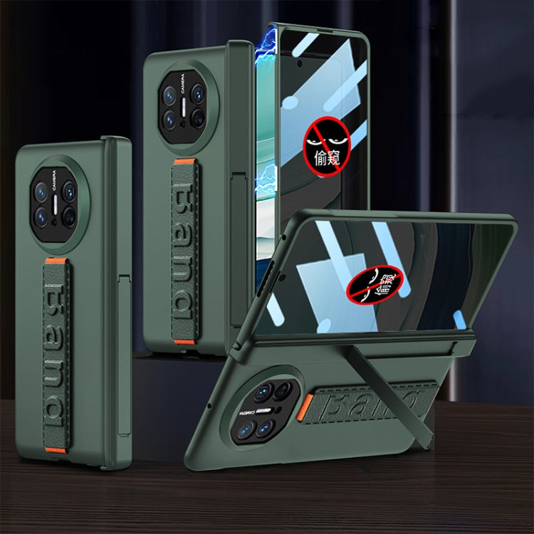 For Huawei Mate X5 GKK Wristband Integrated Privacy Film Magnetic Hinge Phone Case(Dark Green) by GKK