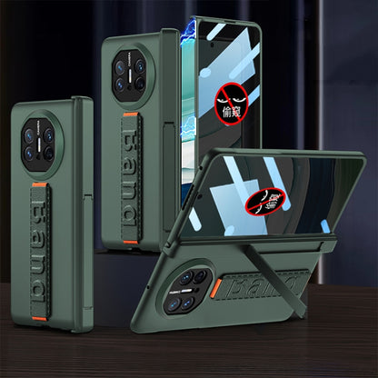 For Huawei Mate X5 GKK Wristband Integrated Privacy Film Magnetic Hinge Phone Case(Dark Green) by GKK