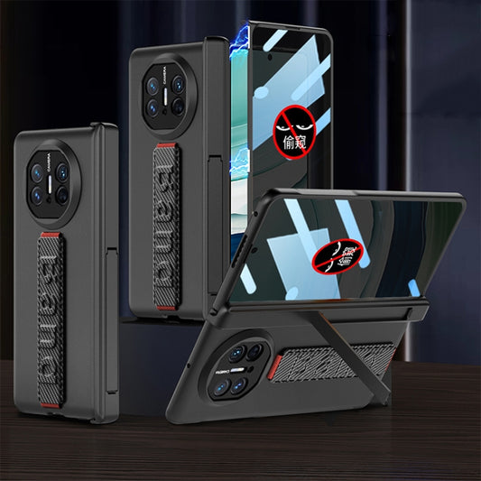 For Huawei Mate X5 GKK Wristband Integrated Privacy Film Magnetic Hinge Phone Case(Carbon Fiber) by GKK