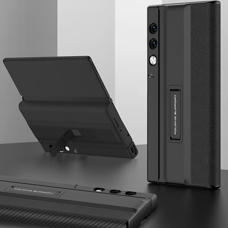 For Honor V Purse GKK Full Coverage Folding Leather Phone Case with Holder(Carbon Fiber) by GKK