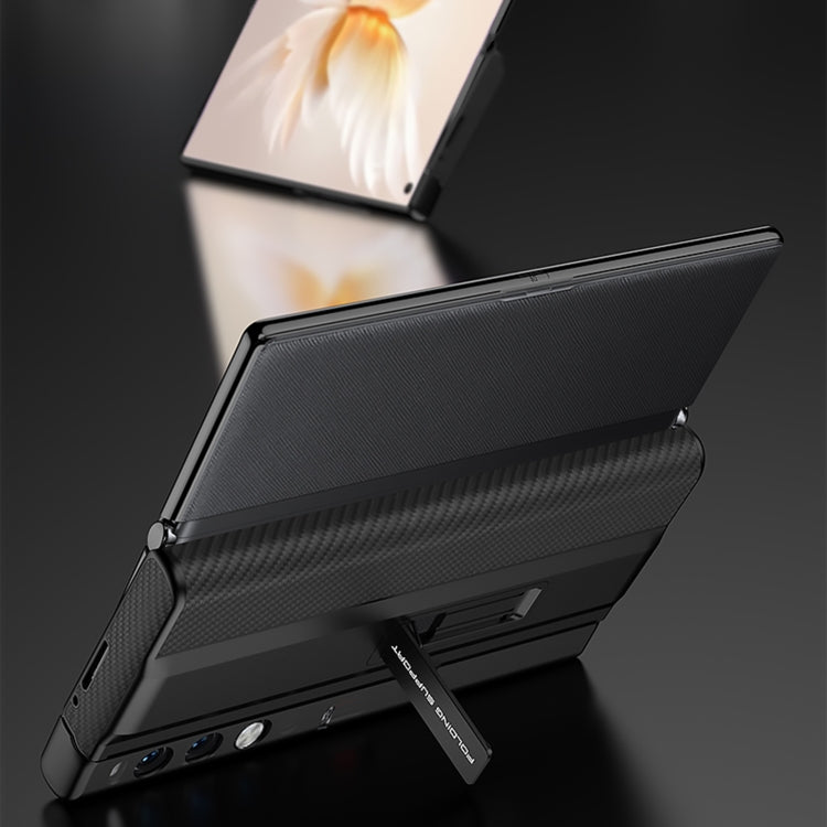 For Honor V Purse GKK Full Coverage Folding Leather Phone Case with Holder(Carbon Fiber) by GKK