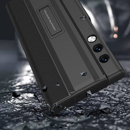 For Honor V Purse GKK Full Coverage Folding Leather Phone Case with Holder(Carbon Fiber) by GKK