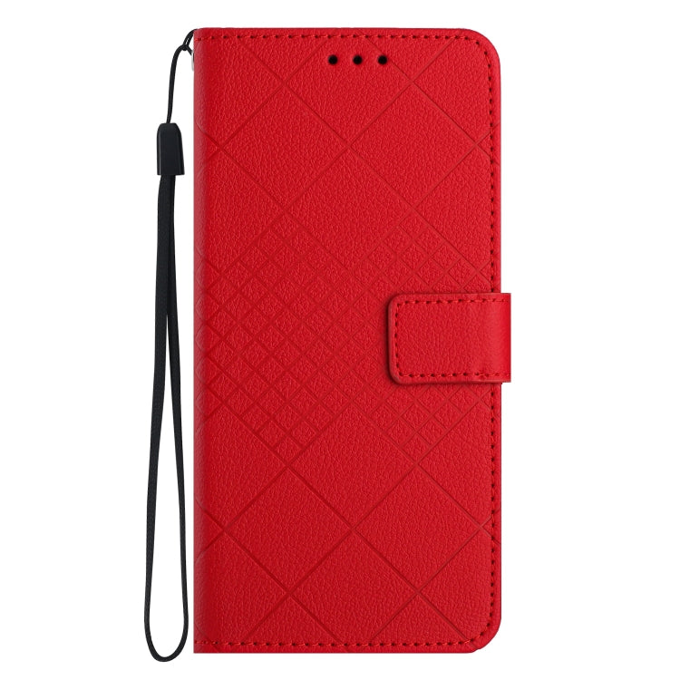 For iPhone SE 2024 Rhombic Grid Texture Leather Phone Case(Red) by bashfashion
