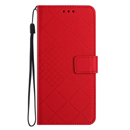 For iPhone SE 2024 Rhombic Grid Texture Leather Phone Case(Red) by bashfashion