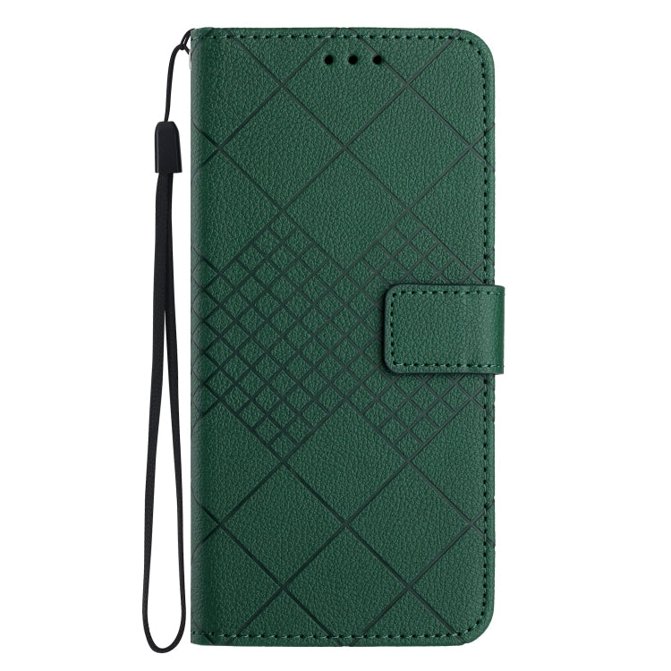 For iPhone SE 2024 Rhombic Grid Texture Leather Phone Case(Green) by bashfashion