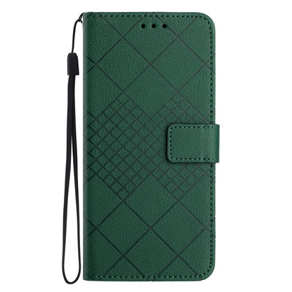For iPhone SE 2024 Rhombic Grid Texture Leather Phone Case(Green) by bashfashion