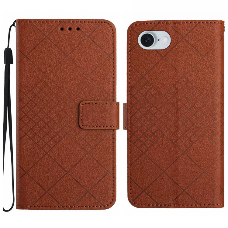For iPhone SE 2024 Rhombic Grid Texture Leather Phone Case(Brown) by bashfashion