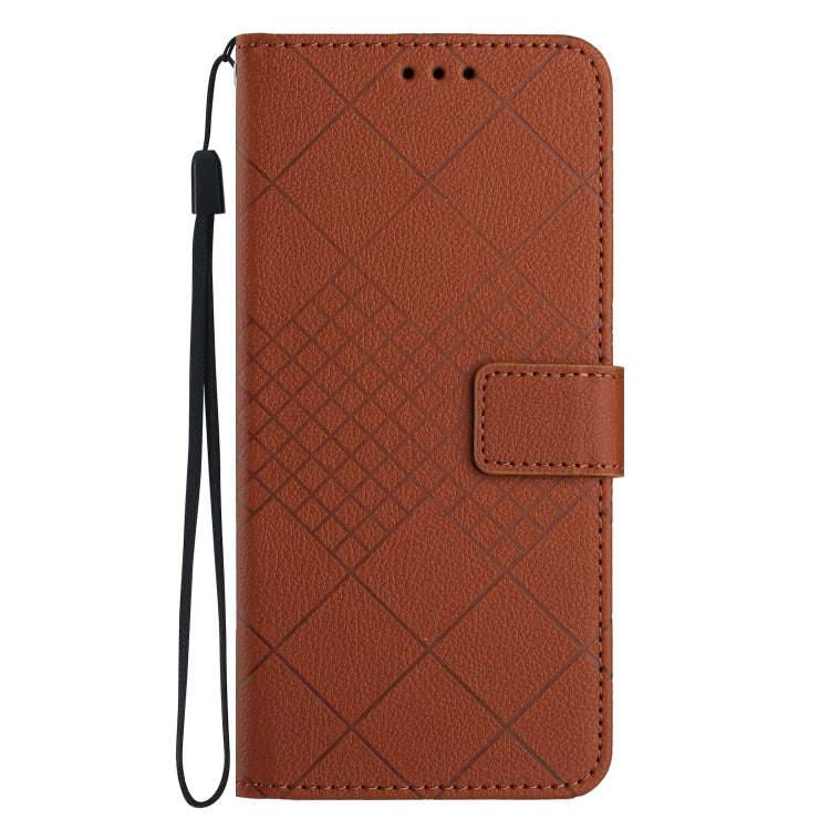 For iPhone SE 2024 Rhombic Grid Texture Leather Phone Case(Brown) by bashfashion