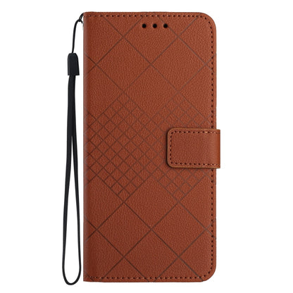 For iPhone SE 2024 Rhombic Grid Texture Leather Phone Case(Brown) by bashfashion