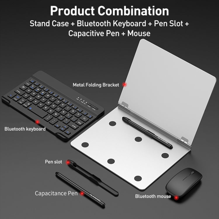 GKK Metal Folding Holder + Bluetooth Keyboard + Pen + Pen Slots + Mouse Set(Black) by GKK