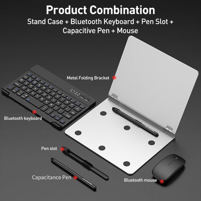 GKK Metal Folding Holder + Bluetooth Keyboard + Pen + Pen Slots + Mouse Set(Black) by GKK
