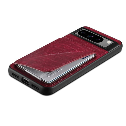 For Google Pixel 6 Pro Denior Crocodile Texture Holder Electroplating Phone Case(Red) by Denior