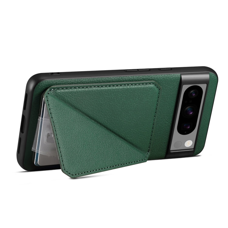 For Google Pixel 6 Pro Denior Calf Texture Holder Electroplating Phone Case(Green) by Denior