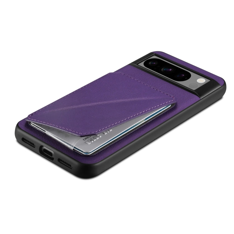 For Google Pixel 6 Pro Denior Calf Texture Holder Electroplating Phone Case(Purple) by Denior