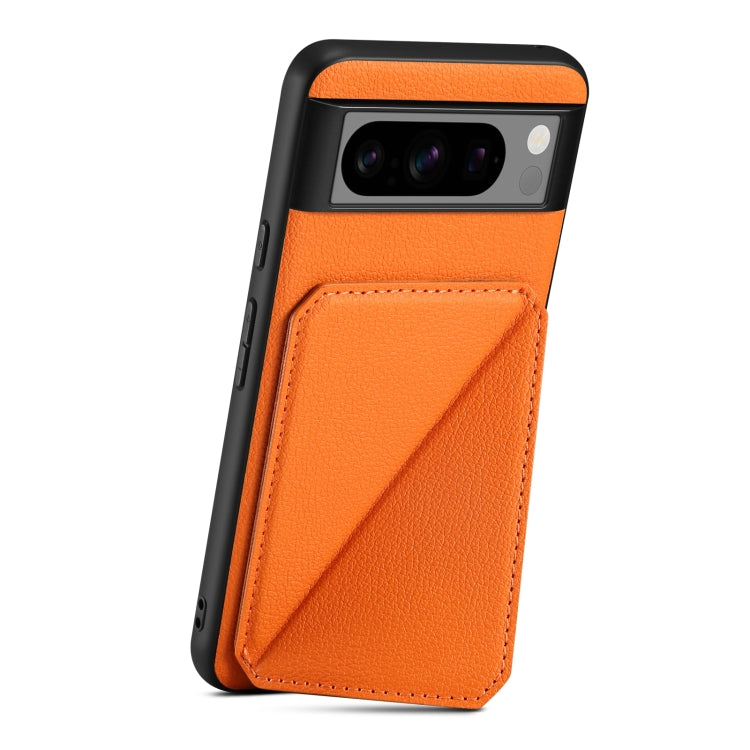 For Google Pixel 6a Denior Calf Texture Holder Electroplating Phone Case(Orange) by Denior